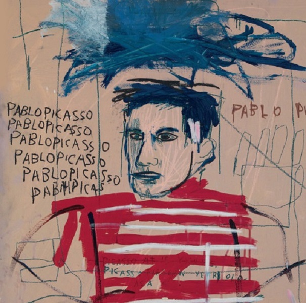 Jean-Michel Basquiat, Sin título (Pablo Picasso), 1984, óleo, barra de óleo y acrílico sobre metal, 90,5 x 90,5 cm, Colección particular, Italia © 2013- 2014 Antonio Maniscalco, Milán © The estate of Jean-Michel Basquiat / VEGAP, Barcelona, 2014.