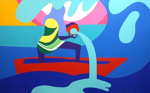 TODD JAMES Lady on boat, 2016. Acrylic on canvas